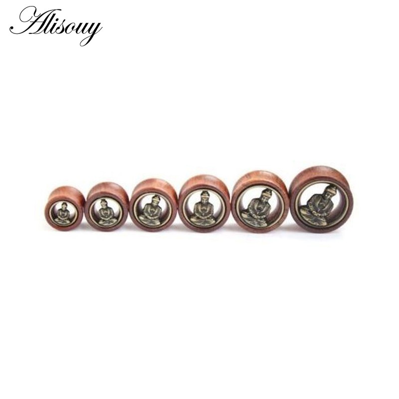 Alisouy 2 Chiếc Tai Mở Rộng Tai Bằng Gỗ Xỏ Tai Cắm Tai Đường Hầm Tượng Phật Loại Đo 8-30 Mm Mở Rộng Cơ Thể Xuyên Trang Sức