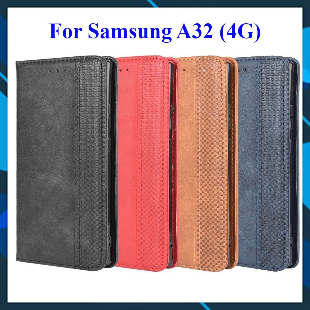 Bao da dạng ví Samsung Galaxy A32 (cam kết xịn) hit nam châm, ngăn đựng thẻ tiền tiện lợi