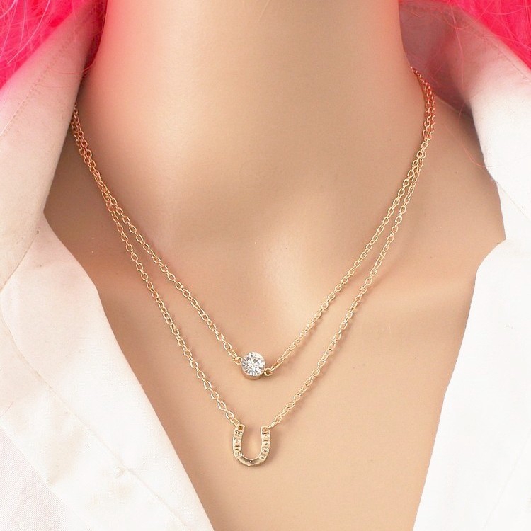Dây chuyền hai lớp mặt khắc chữ Good Luck thời trang