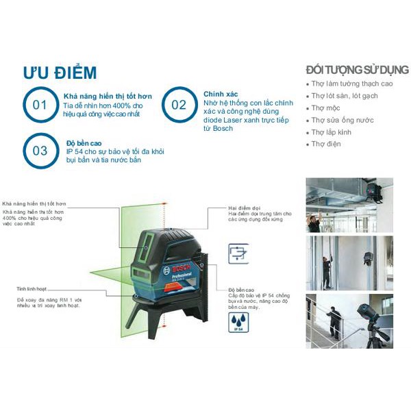 MÁY CÂN MỰC LASER BOSCH GCL 2-15 G TIA XANH