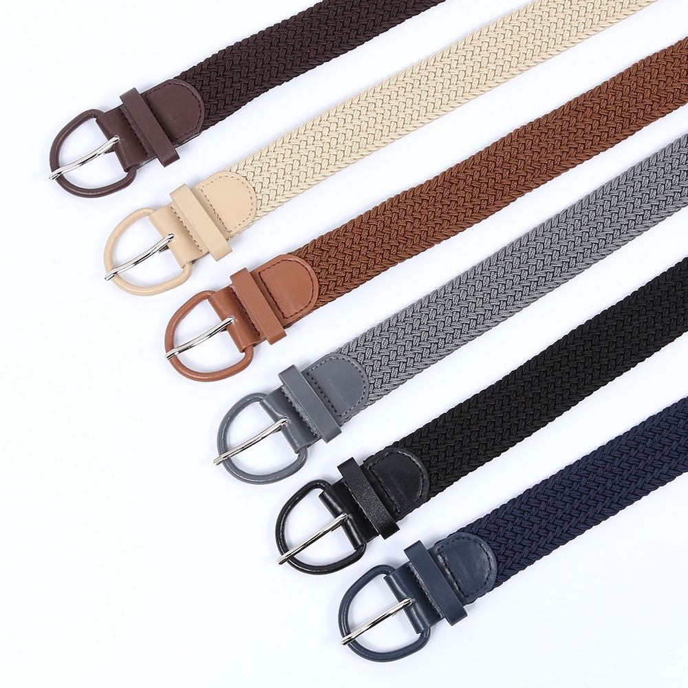 Thắt Lưng Vải Canvas Màu Trơn Co Giãn Tốt Thời Trang Cho Nam Nữ