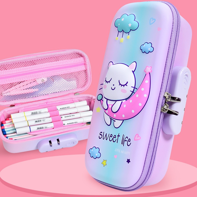 Hộp Đựng Bút Có Khóa Mật Khẩu Nhiều Ngăn Sáng Tạo Dễ Thương Đa Năng Dành Cho Học Sinh Tiểu Học