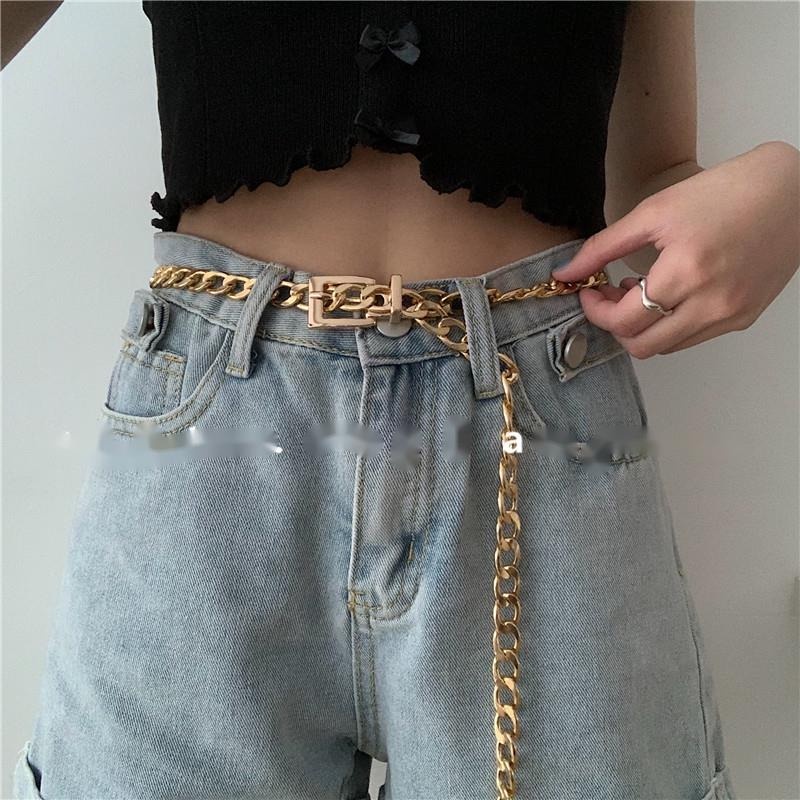 Thắt Lưng Dây Xích Bằng Kim Loại Phong Cách Âu Mỹ Đơn Giản Thời Trang Mùa Hè Cho Nam Và Nữ