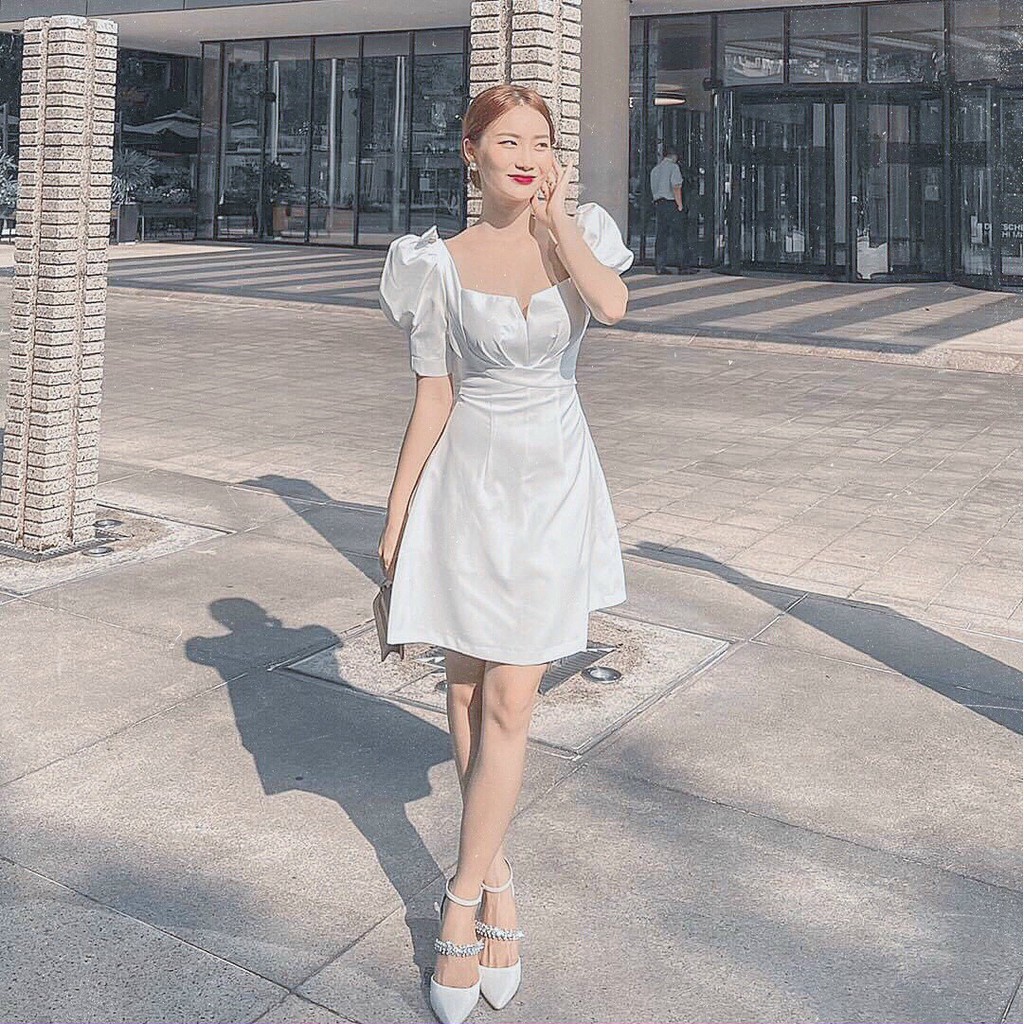 Đầm Cổ Vuông ⚡️FREESHIP⚡️ Dáng Xòe Dây Đan Chéo Ngực | BigBuy360 - bigbuy360.vn