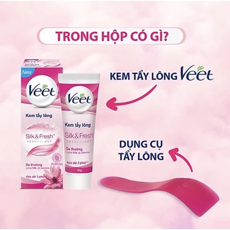 Kem Tẩy Lông Dành Cho Da Thường VEET Silk &amp; Fresh Normal Tuýp 50g