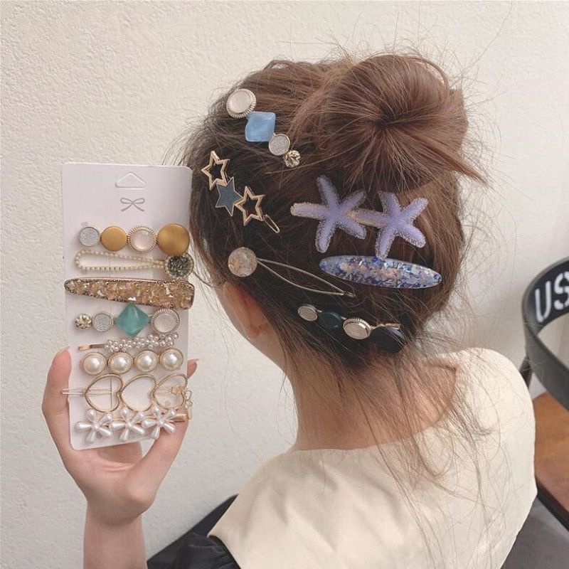 (Bán Buôn Sỉ) [Set 8 #Cặp_tóc] Kẹp Tóc Hình Sao Biển Đính Đá Phong Cách Tiểu Thư Sang Chảnh ❤️ 𝗚𝗜𝗔𝗗𝗨𝗡𝗚𝗛𝗔𝗡𝗢𝗜𝟯𝟵 ❤️