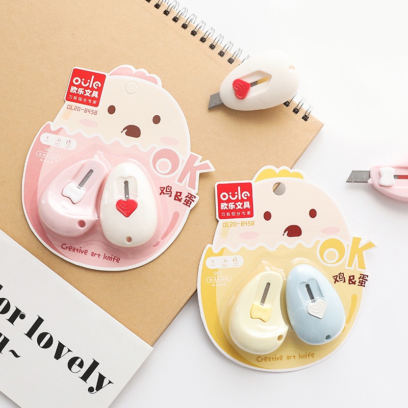 Set 2 Dao Cắt Giấy Hình Trứng Dễ Thương Bằng Thép 9mm C6566