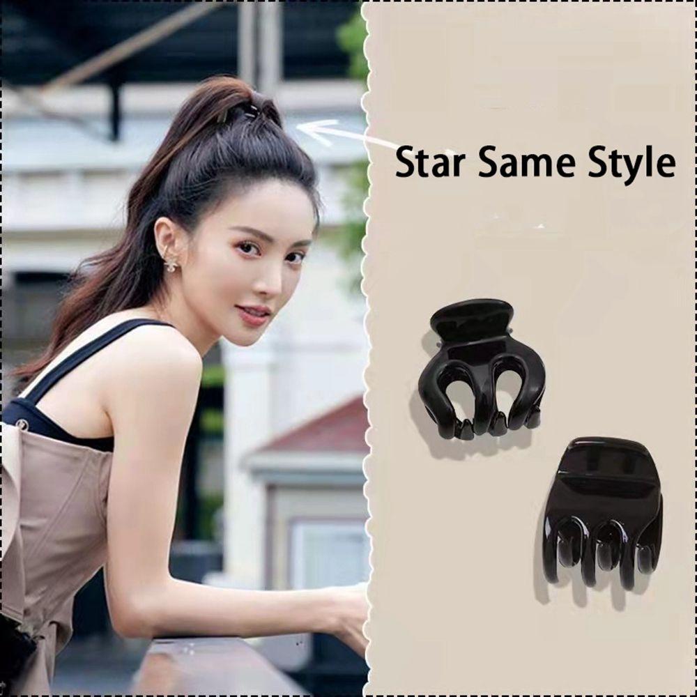 Kẹp Tóc Càng Cua Nhỏ Màu Đen Trơn Thanh Lịch Sáng Tạo Cho Nữ