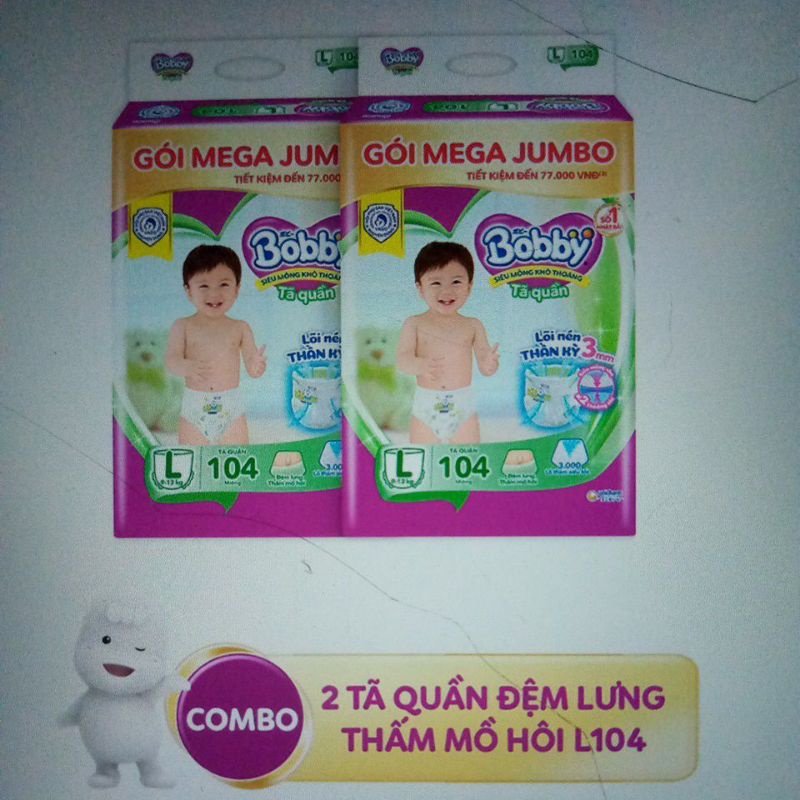 Combo 2 tã quần Bobby Mega Jumbo L104