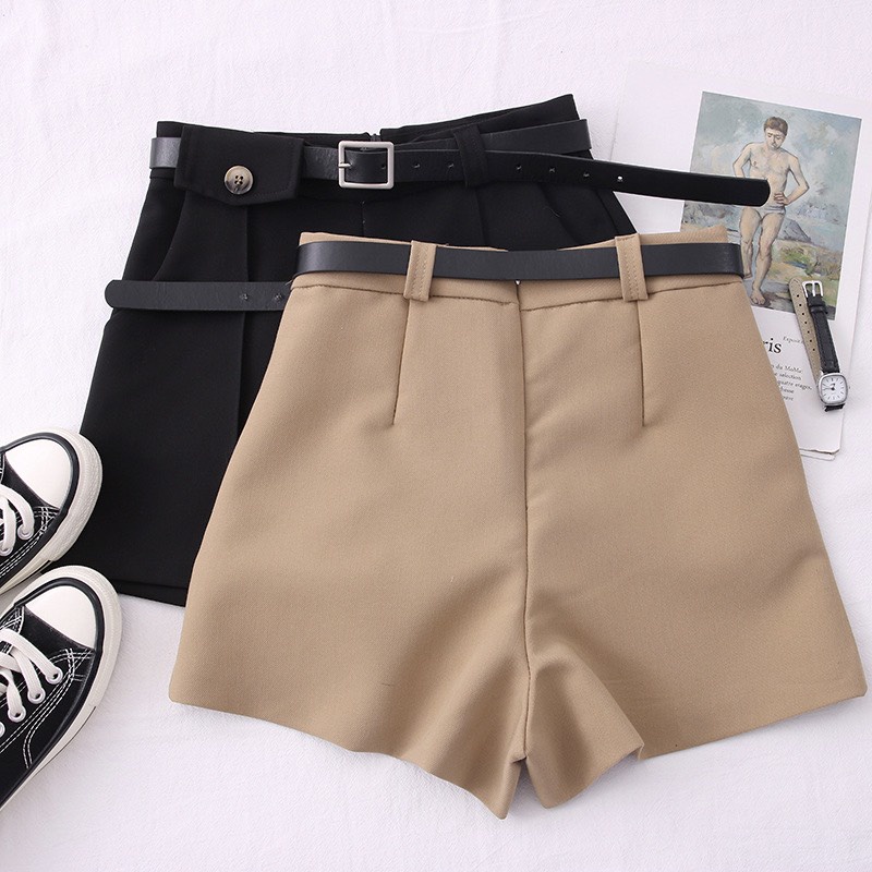 Quần đùi short nữ có đai 5 màu chất liệu vải tuyết mưa bigsize 40 - 75kg ( S14)