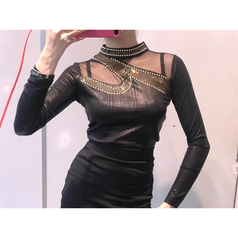 Áo Kiểu Cổ Đính Đá_ROME FASHION