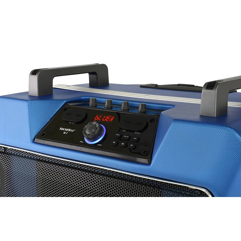 Loa di động Soundmax M7 - 120W (loa kéo trợ giảng, du lịch, hát karaoke): Bluetooth, tặng 2 mic-Hàng Chính Hãng