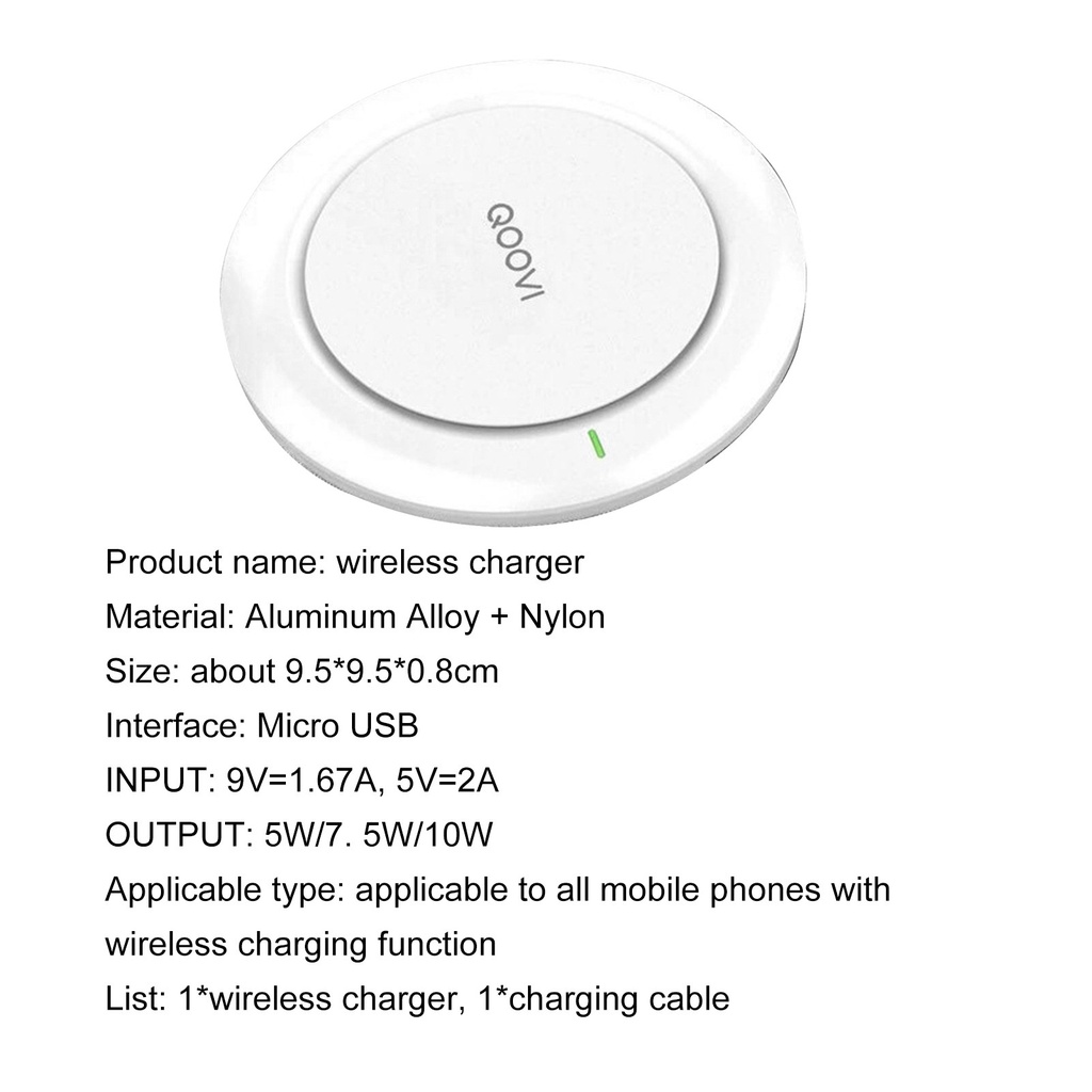 MS   Round Wireless Charging Base 2A Micro USB Charging Pad Overcharge Protection for Mobile Phone