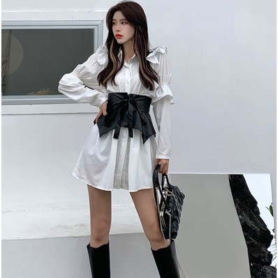 #O7 Váy sơ mi xòe thời trang+ thắt lưng cực tôn dáng phong cách trưởng thành