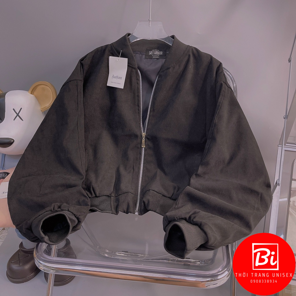 Áo Khoác Lửng Nữ Form Unisex Tay Cánh Dơi Phồng Phom Rộng Chất Da Lộn Nhập Mịn Mát May 2 Lớp_AKDL01