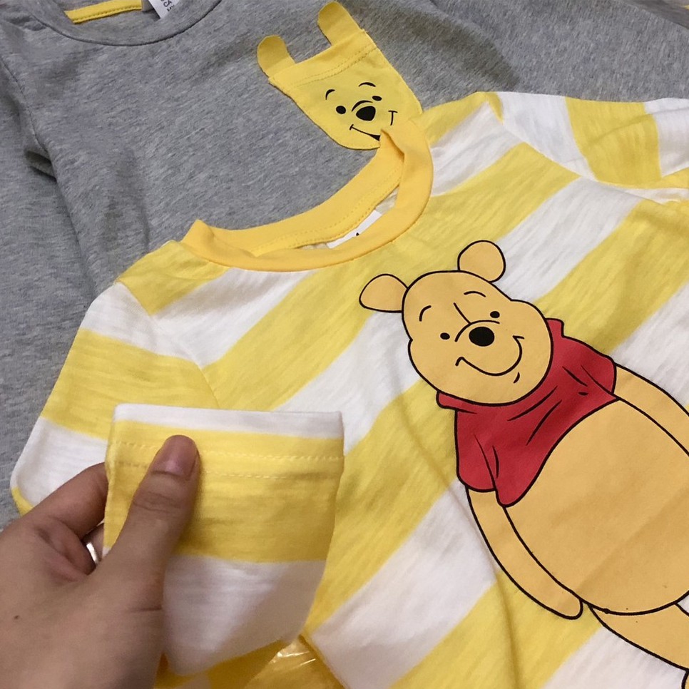 [Rẻ Vô Địch] Áo thun dài tay bé trai - Set 2 áo dài tay gấu POOH Hm chất cotton cho bé trai size 1-6 tuổi