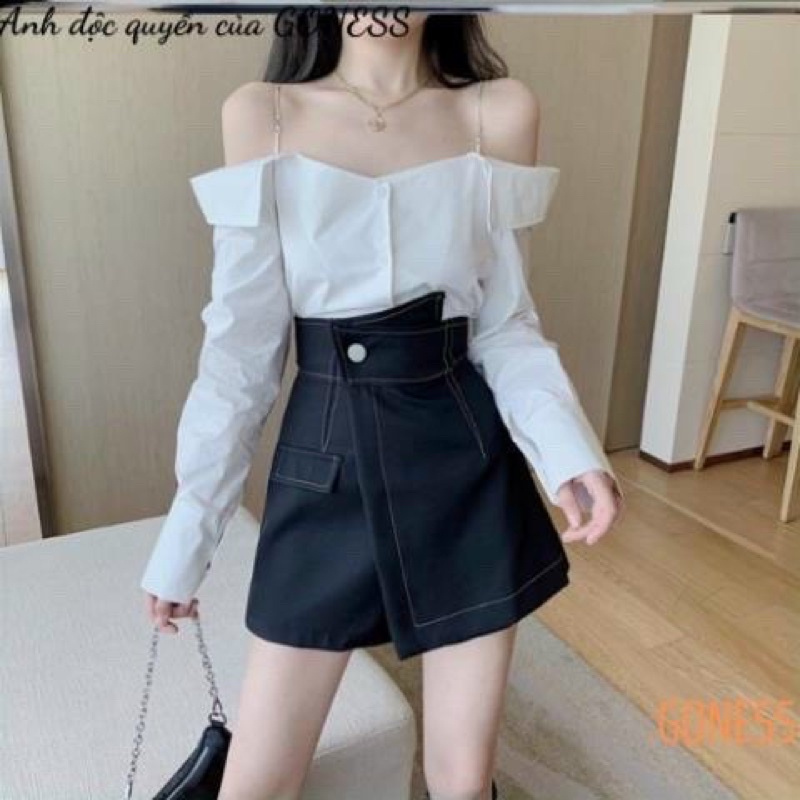 chân váy đắp chéo chỉ nổi hàng ullzang | BigBuy360 - bigbuy360.vn