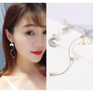 Bông Tai Tua Rua Dài Bất Đối Xứng Phong Cách Trẻ Trung Kiểu Hàn