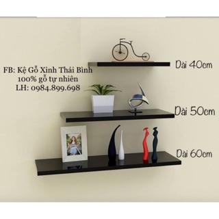 Bộ 3 kệ gỗ treo tường thanh ngang 40,50,60cm (B3KGTTTT456)