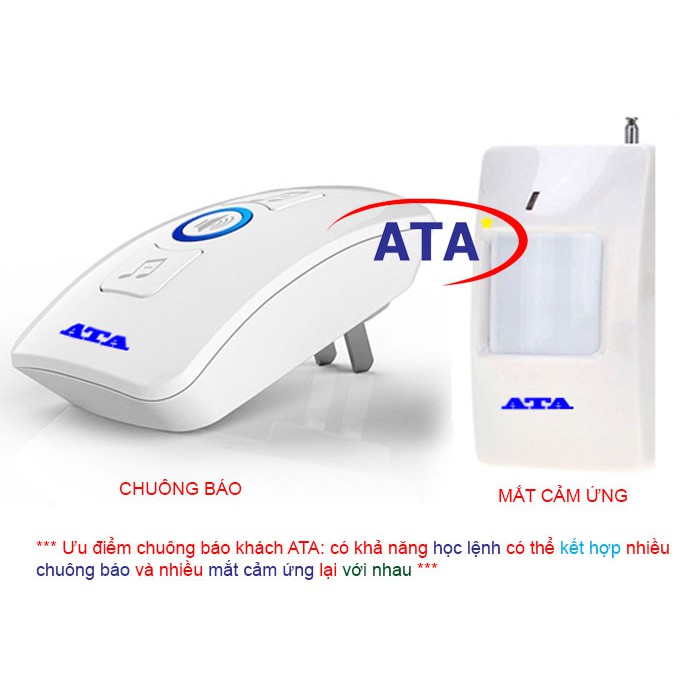 FREE SHIP  Bộ chuông- 1 MẮT cảm ứng báo khách- báo trộm không dây đa năng ATA -338