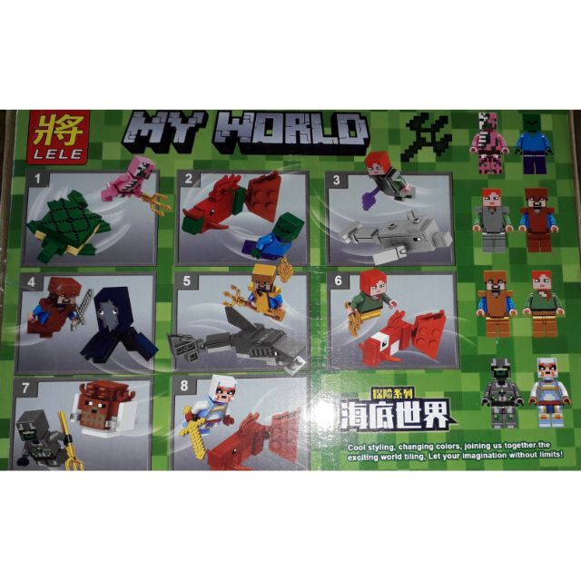 Lắp ráp 1 hộp LegoMinecraff_MyWord săn thủy quái 33242 có nhiều chi tiết bằng nhựa ABS rất đẹp