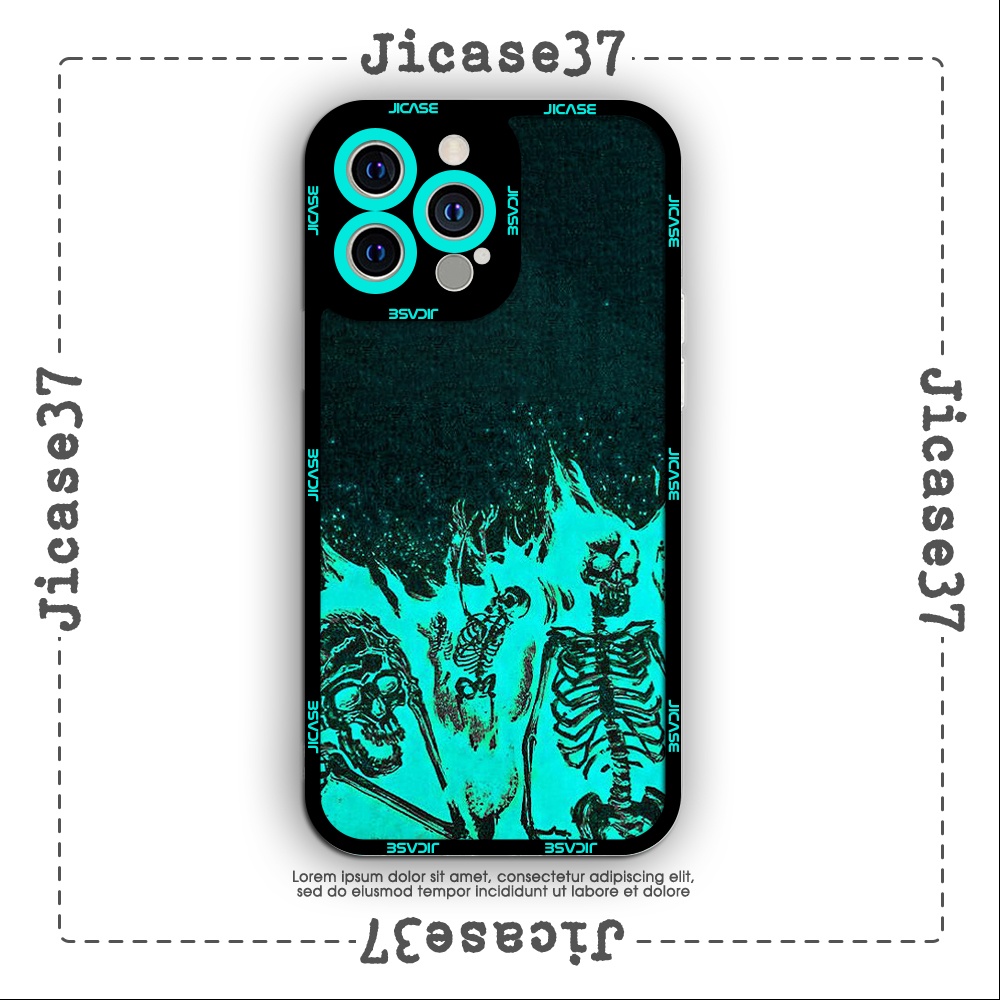 Ốp lưng iphone cạnh vuông Jicase Skull lửa xanh hiphop 6plus/6s/6splus/7/7plus/8/8plus/x/xs/11/12/pro/max/plus/promax