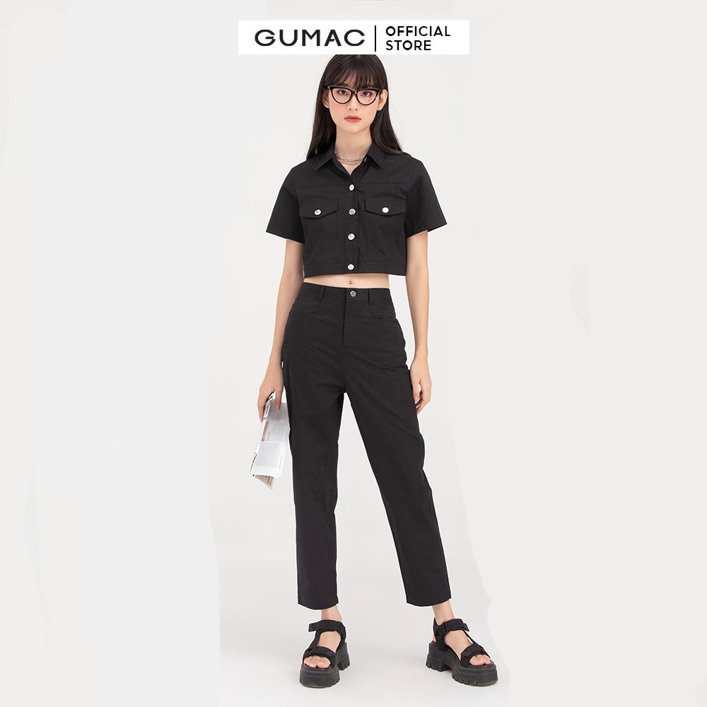 Áo sơ mi kiểu nữ croptop GUMAC cá tính trẻ trung AB755 | BigBuy360 - bigbuy360.vn