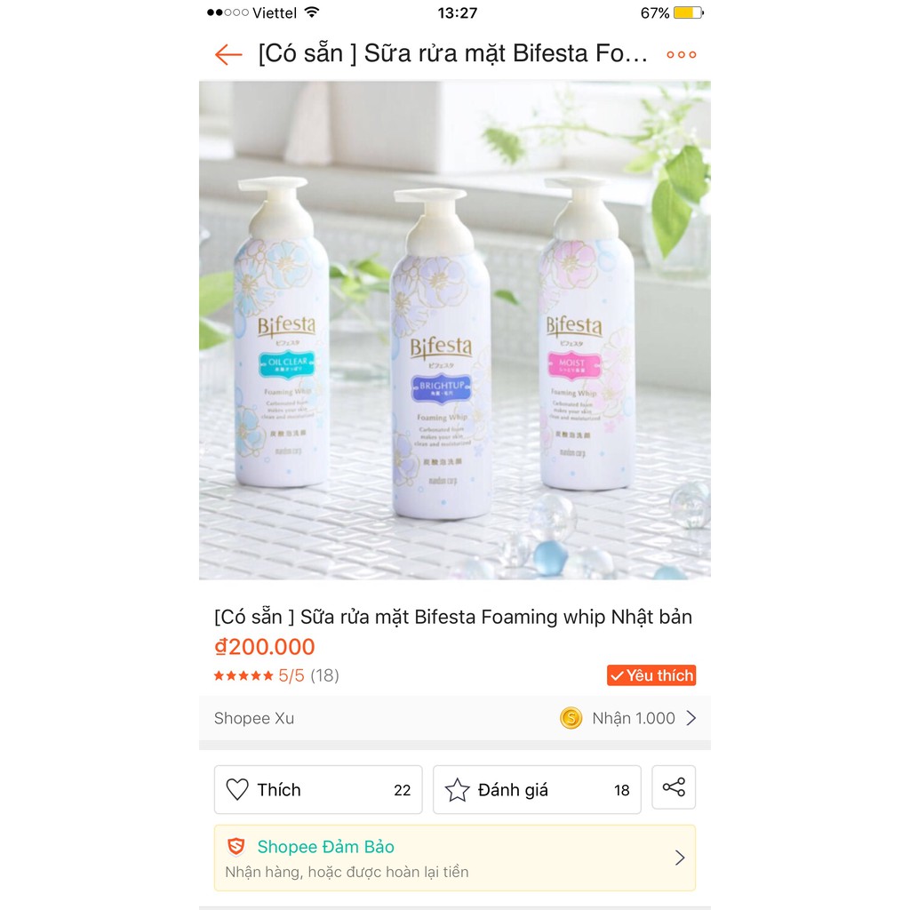 Sữa rửa mặt Bifesta Foaming whip Nhật bản