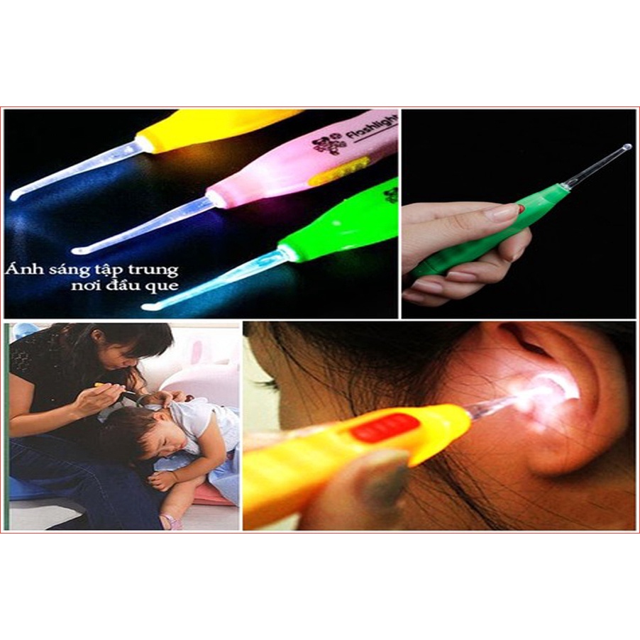 DỤNG CỤ LẤY RÁY TAI CÓ ĐÈN LED FLASHLIGHT EARPICK TIỆN DỤNG 3IN1 GỒM 2 ĐẦU DÒ THAY THẾ VÀ 1 NHÍP GẮP