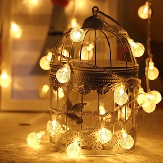 (Xài Điện) Đèn Led Trang Trí Bi Bọt 6 Mét 40 Bóng Pha Lê, Có Phích Nối, Trang Trí Noel, Tết, Nhà Cửa