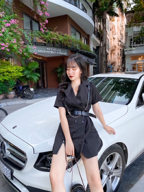 váy vest ngắn tay kèm đai lưng Jna Official. | BigBuy360 - bigbuy360.vn