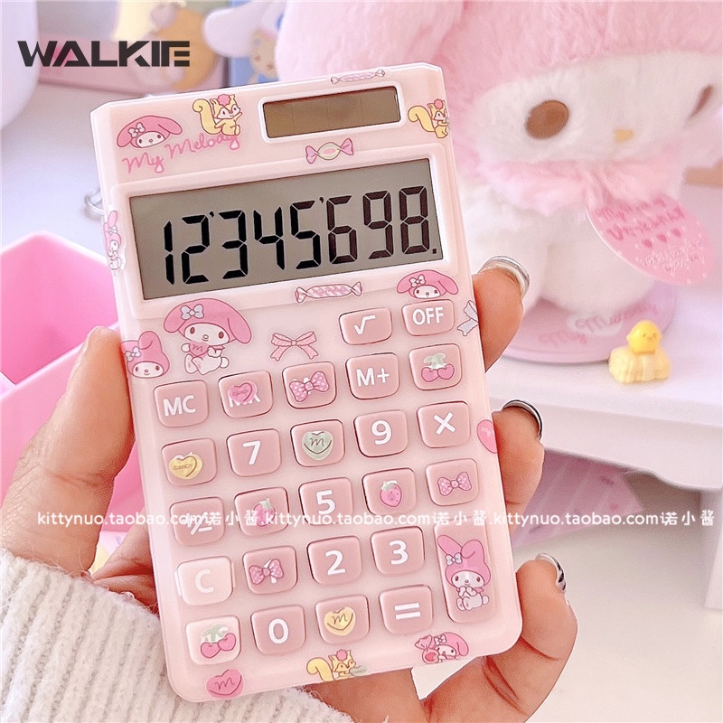 SANRIO Máy Tính Xách Tay Mini Năng Lượng Mặt Trời 6 Chữ Số Họa Tiết Hoạt Hình Kuromi Đáng Yêu