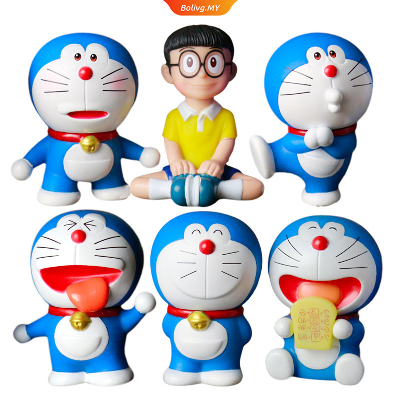 Set 6 Mô Hình Đồ Chơi Nhân Vật Trong Phim Hoạt Hình Doraemon & Nobita Nobi 7cm