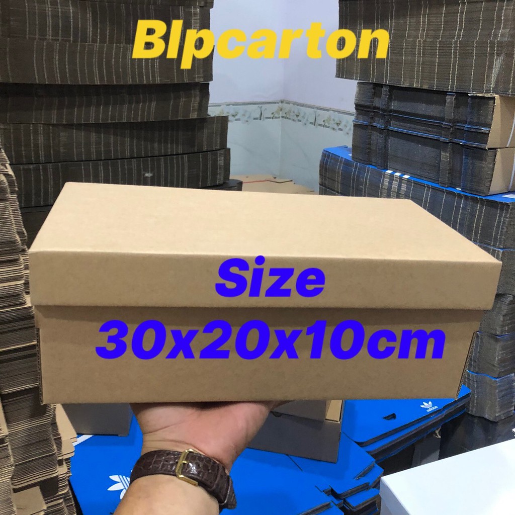 [Mã FASHIONT4WA2 giảm 10K đơn 50K] Hộp đựng giày size 30x20x10cm bộ 10 hộp carton màu nâu