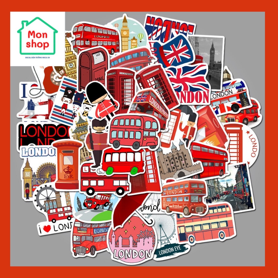 Set 50 Sticker Decal Nhám Chống Nước Dễ Thương Dán Nón BH, laptop, vali, xe, tập vở