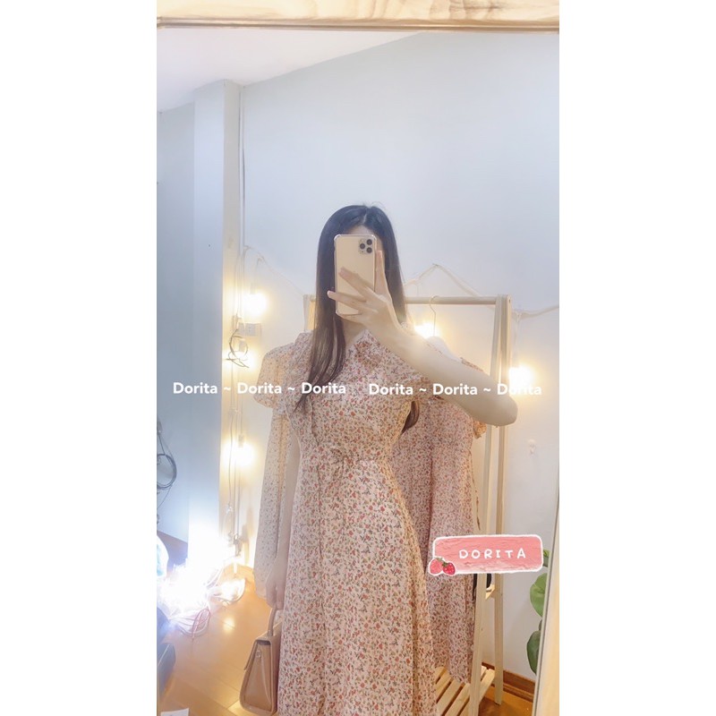 Váy hoa nhí Moran, Váy hoa nhí vintage cổ bèo có hàng cúc 2021 - Dorita Boutique