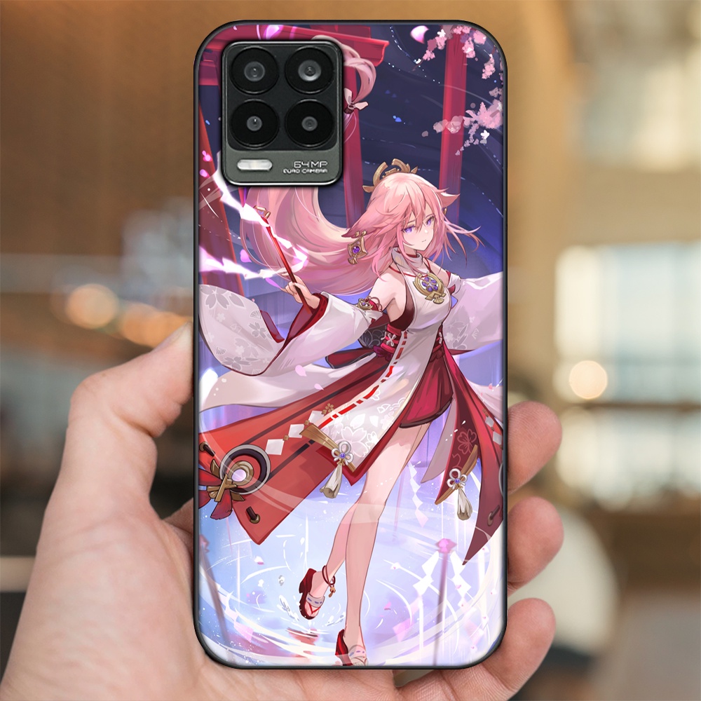 Ốp lưng Realme 8, 8 Pro viền đen in hình Yae Miko Genshin Impact