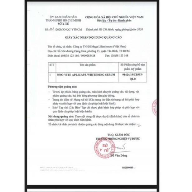 NNO VITE Serum dưỡng trắng da 30 viên nang