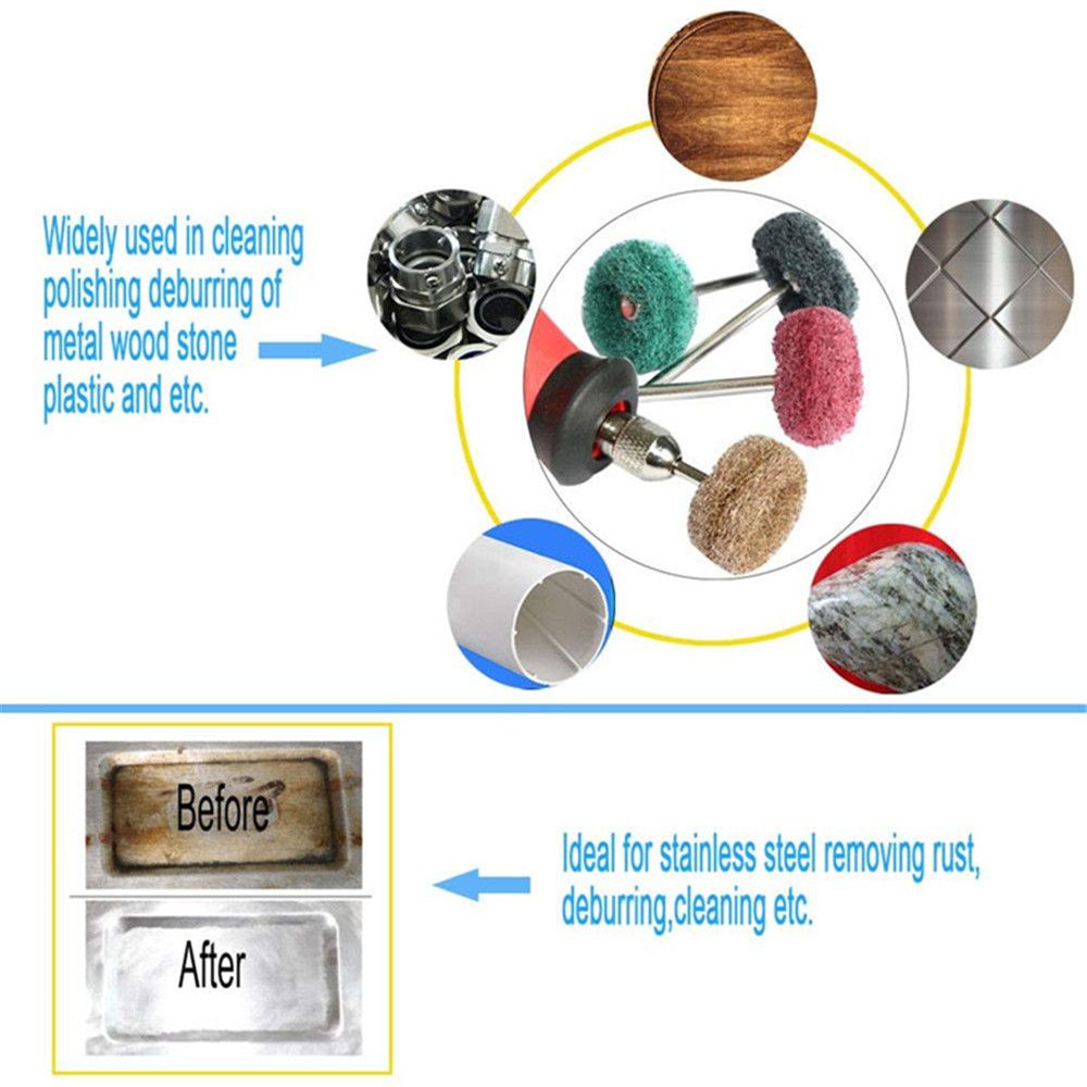10 Đầu bàn chải mài nhỏ gọn thân 3mm bằng nylon dùng để đánh bóng