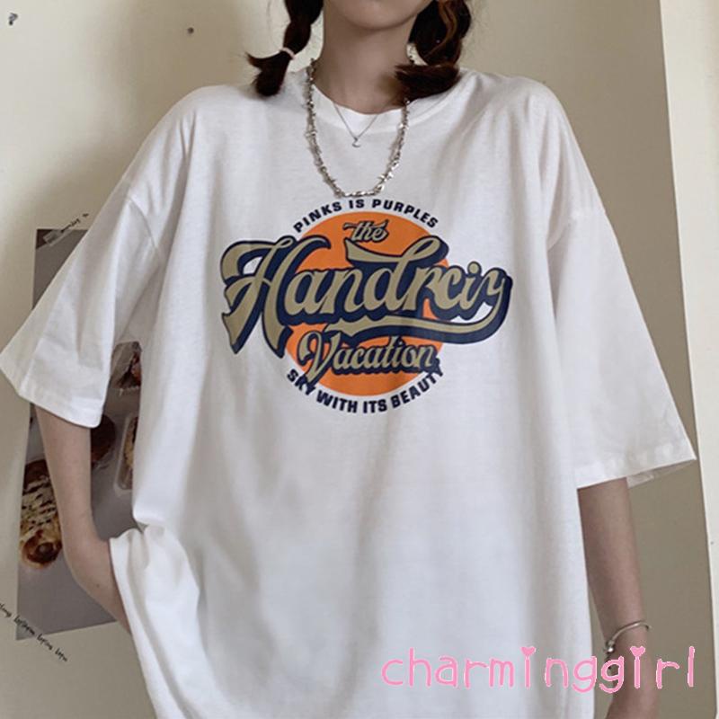 Áo thun tay ngắn dáng rộng in chữ thời trang mùa hè cho nữ | BigBuy360 - bigbuy360.vn
