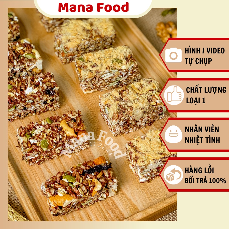 250G Thanh Gạo Lứt Ngũ Cốc Chà Bông Mana Food |  Bánh hạt dinh dưỡng - Ăn kiêng ngon miệng