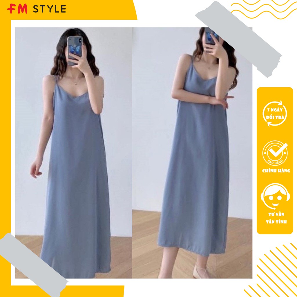 Đầm 4 dây chéo FM Style dáng suông nữ hoạ tiết trơn phong cách Hàn Quốc  I Fm Style Online 220319118
