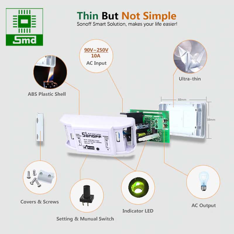 Công tắc thông minh Smart Switch SONOFF Basic  điều khiển từ xa qua Wifi 3G 4G - bản quốc tế