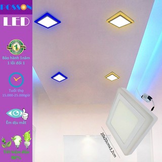 đèn led ốp trần vuông 2  màu 3 chế đô 16w(12w+ 4w) ,( viên xanh dương , viên vàng cam)