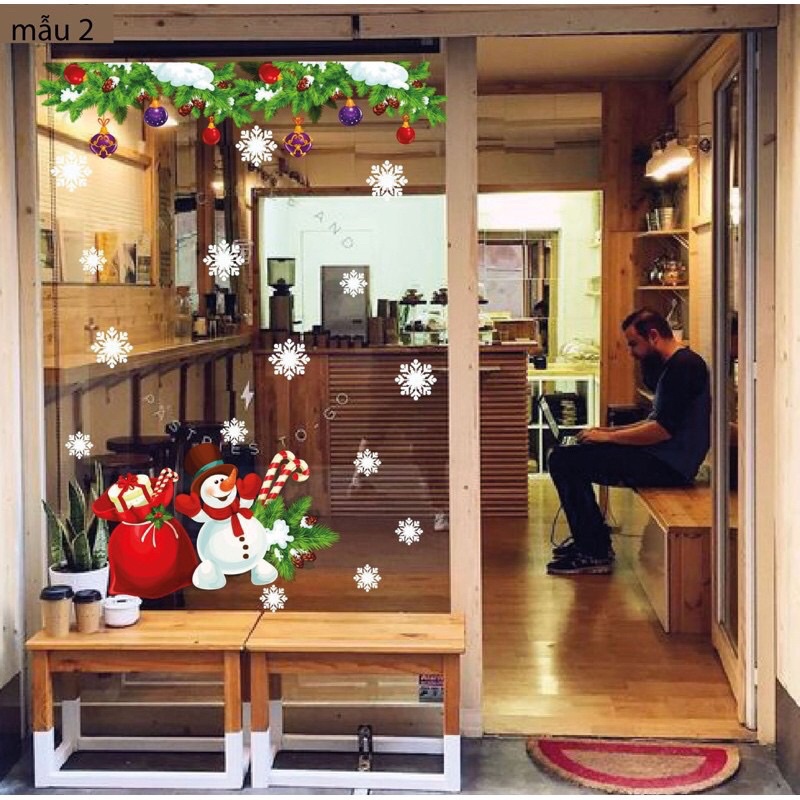 Decal dán tường, cửa kính trang trí noel mẫu mới nhất 2024