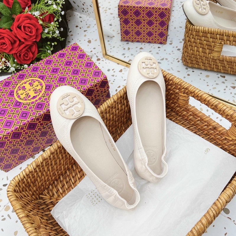 Giày bệt tory gót chun fullbox