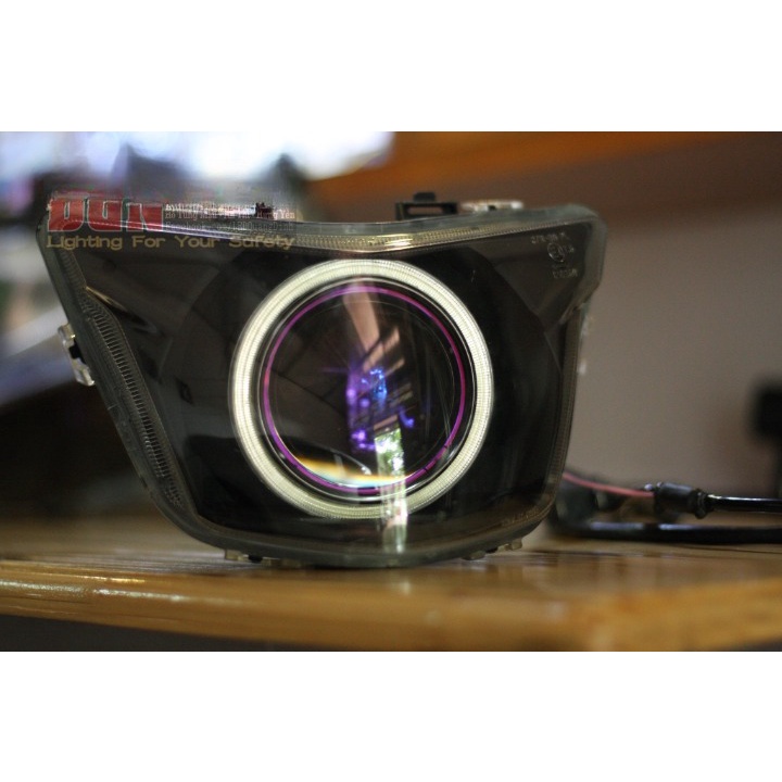 Bi Cầu LED B11  Lens Tím Xanh Lắp Sẵn Cho Exciter 150, Y15ZR V1 Có Đầy Đủ Dây Nguồn Xịn