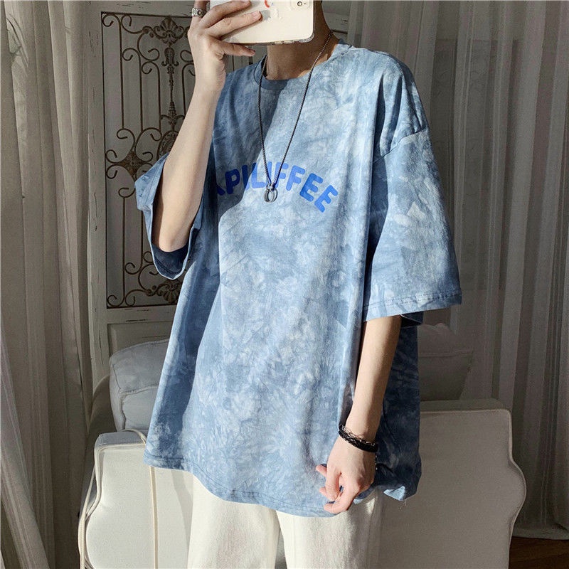 Áo Thun Ngắn Tay Dáng Rộng In Màu Nhuộm Thời Trang Mùa Hè Dành Cho Nam