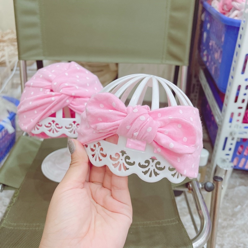 Turban hoạ tiết chấm bi xinh xắn (4-6kg.6-9kg)