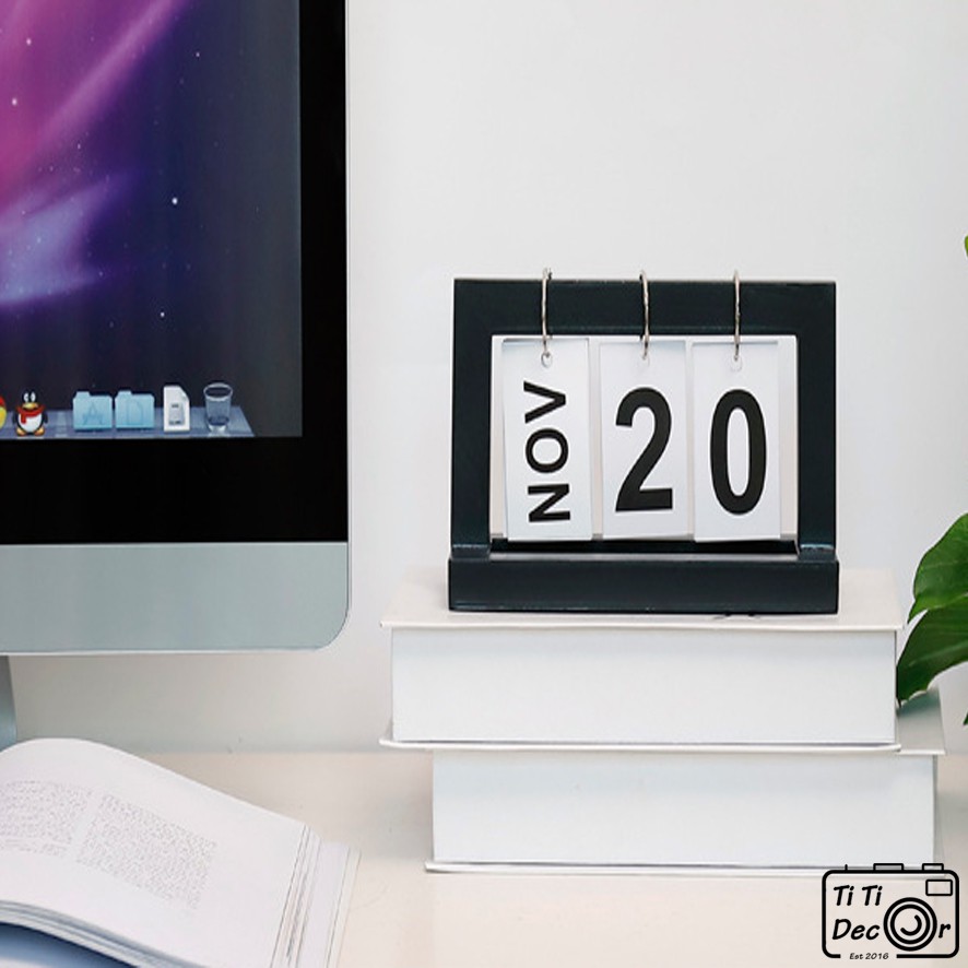 Lịch gỗ vạn niên trang trí chụp ảnh, decor nhà cửa, cửa hàng